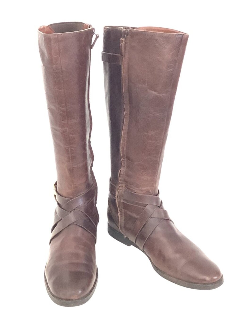 Cole Haan Nike Air Collab Boots Brown Leather Riding Style Women's Size 8